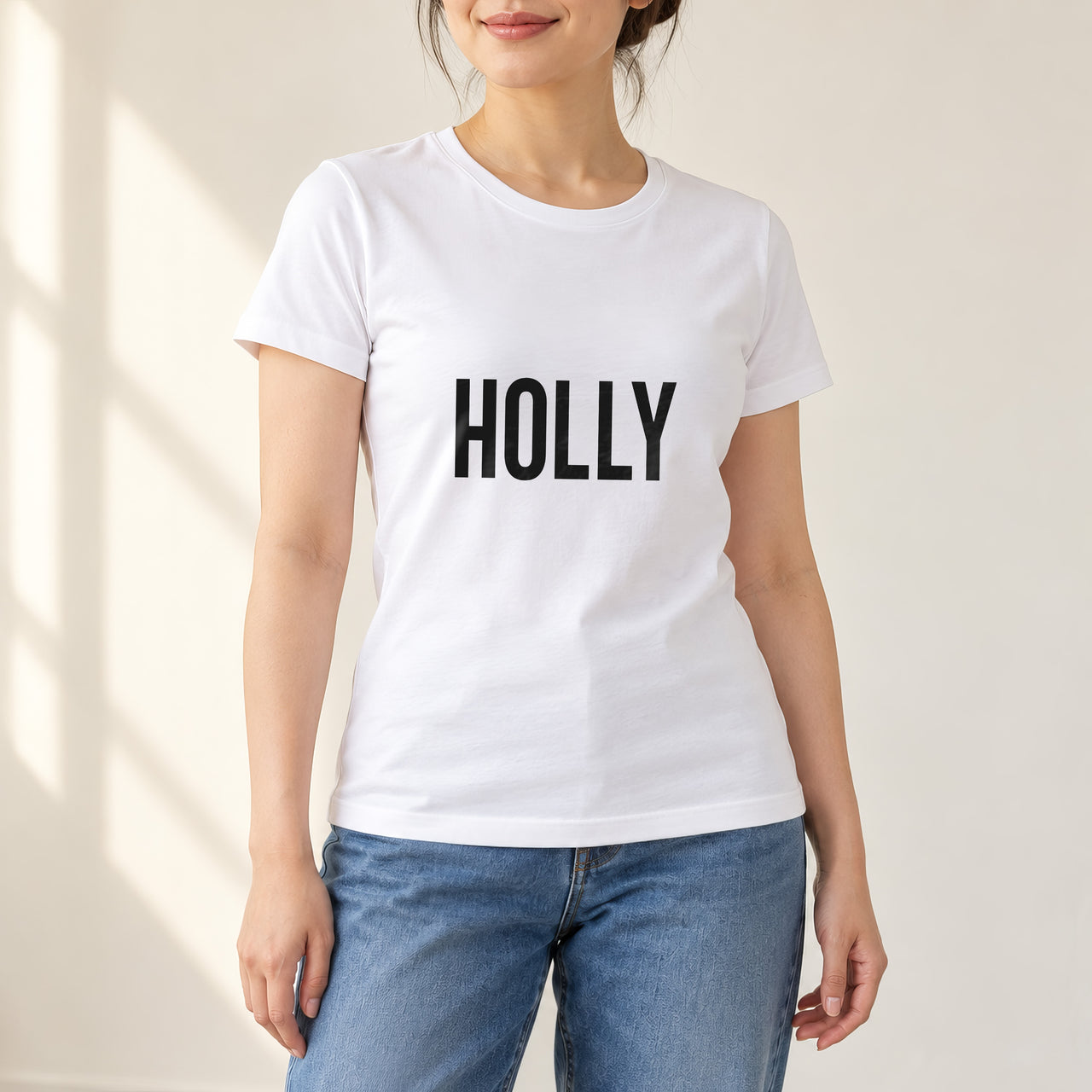 Personalised Lash Tech Name Iron-On Transfer, shown on a white t-shirt