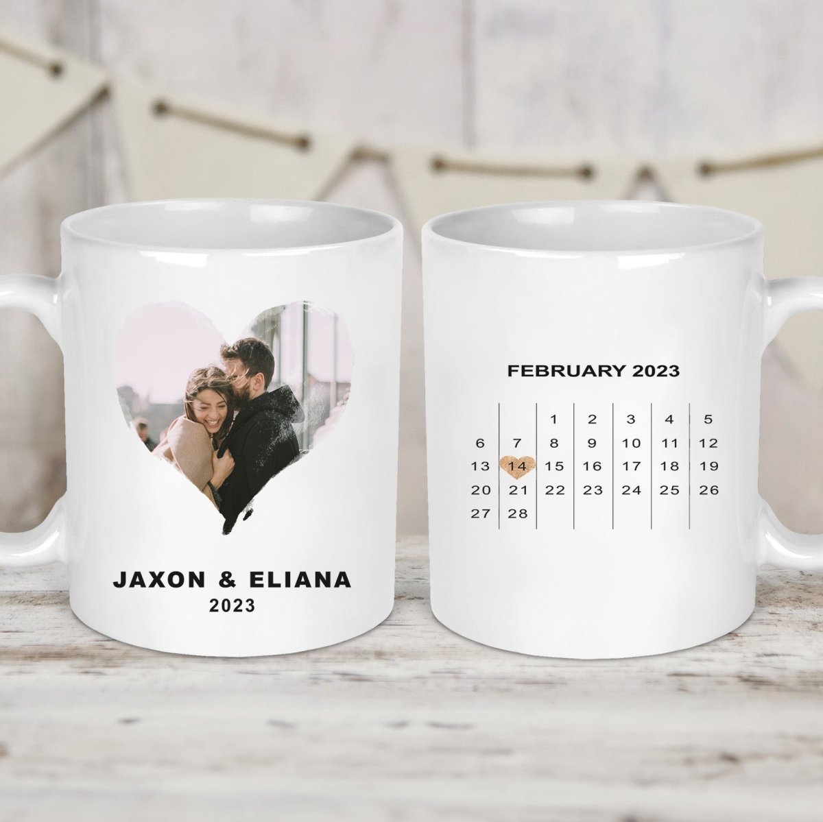 Personalised Love Celebration Mug - Anniversary & Engagement - Photo & Calendar Design - DENMARY