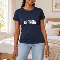 Personalised Nail Tech Name Iron-On Transfer, shown on a navy t-shirt