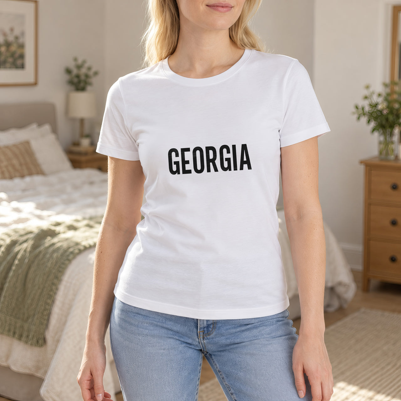Personalised Nail Tech Name Iron-On Transfer, shown on a white t-shirt