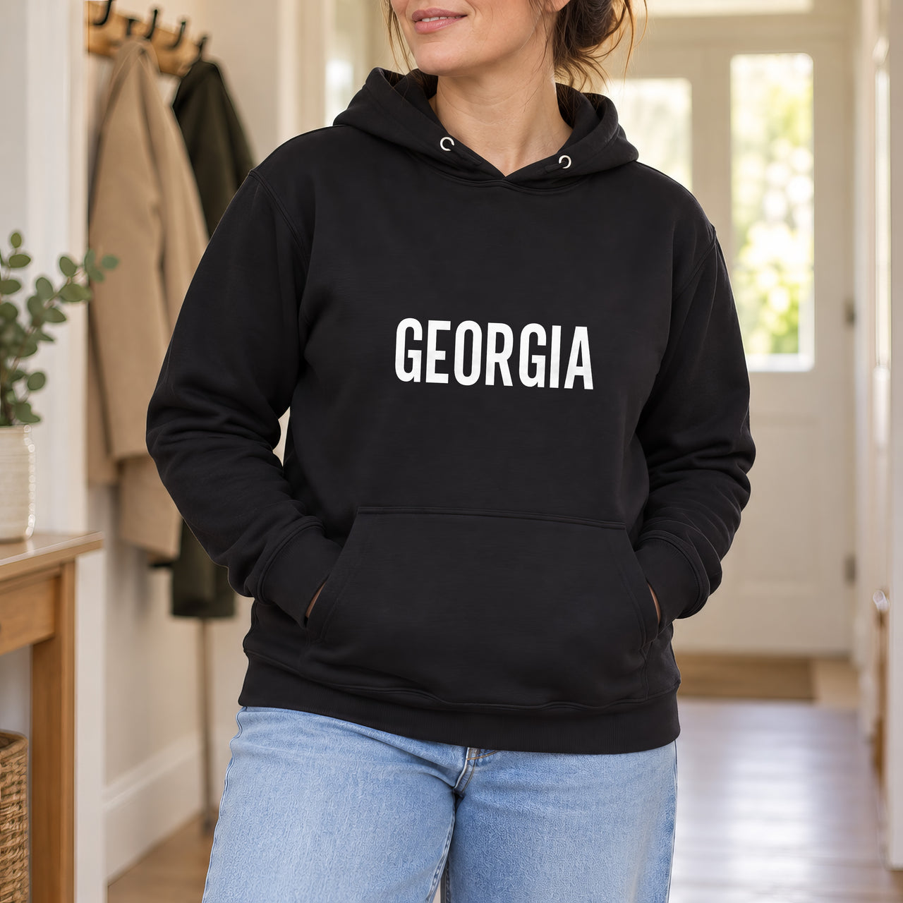 Personalised Nail Tech Name Iron-On Transfer, shown on a black hoodie