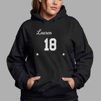 Personalised Name & Age Iron-On Transfer - Custom 18th Birthday HTV shown on a hoodie