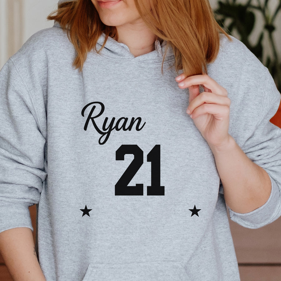 Personalised Name & Age Iron-On Transfer - Custom 21st Birthday HTV - photo of the finished product