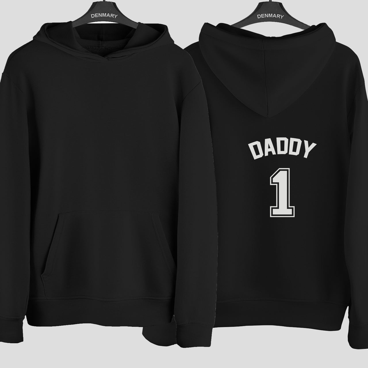 Personalised Name and Number Jersey Iron-On Transfer - DENMARY HTV shown on a hoodie
