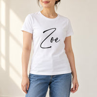 Personalised Name Iron-On Transfer - Single Name Design, shown on a white t-shirt