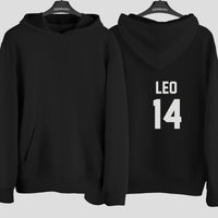 Personalised Name & Number Iron-On Transfer - Custom Sports Team HTV Design shown on a hoodie