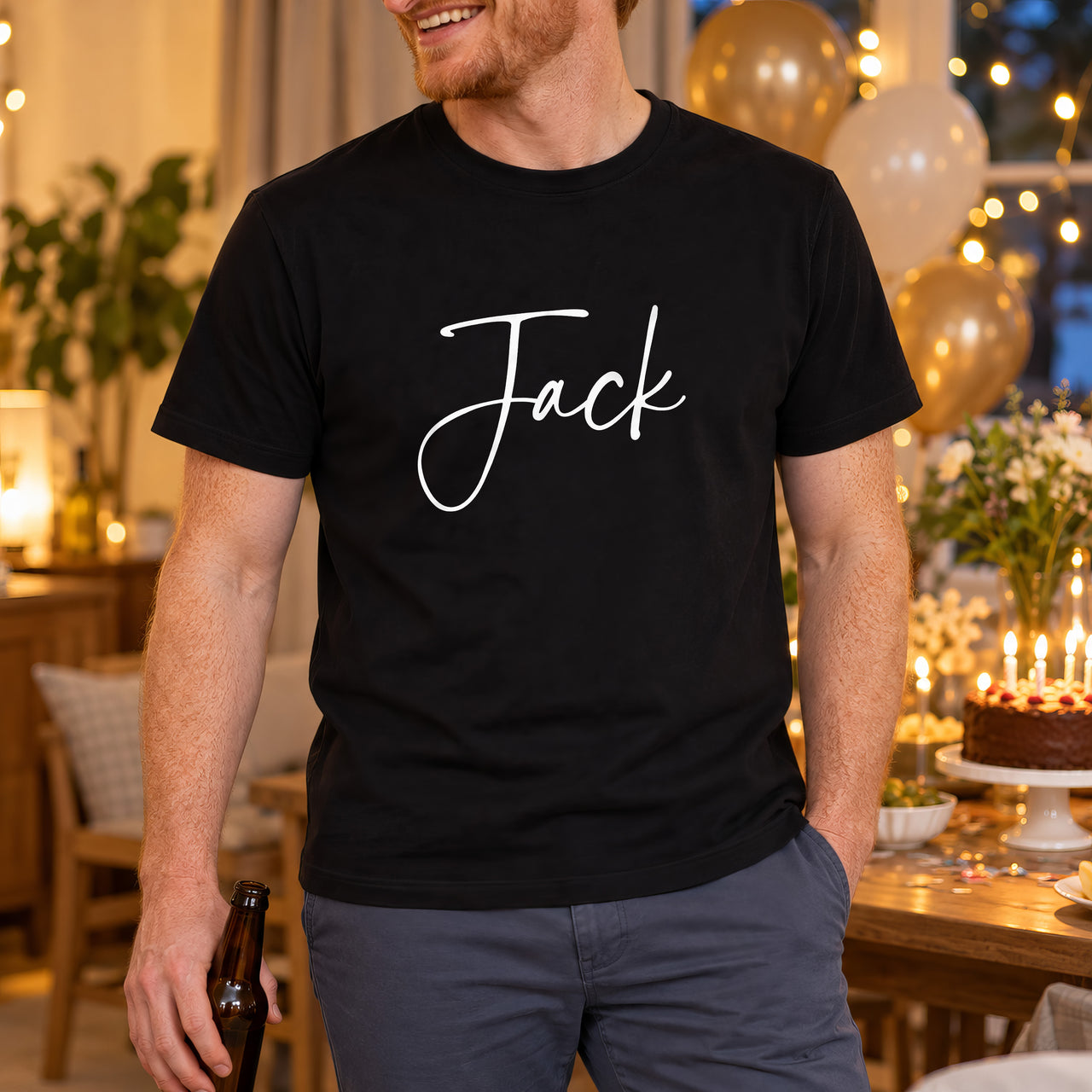 Personalised Nurse Name Iron-On Transfer, shown on a black t-shirt
