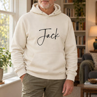 Personalised Nurse Name Iron-On Transfer, shown on a natural hoodie