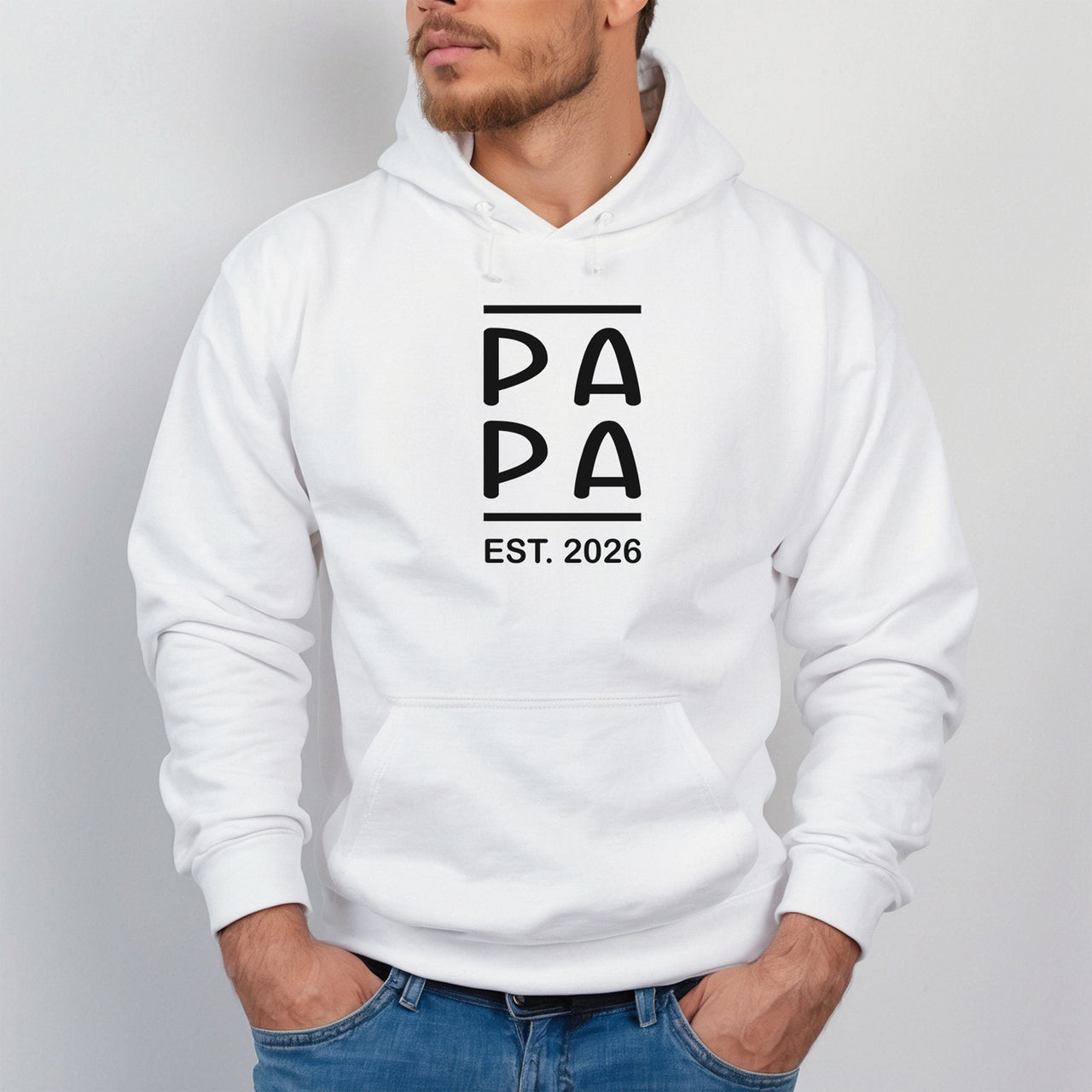 Personalised Papa Est. Year Iron-On Transfer - DENMARY HTV shown on a hoodie