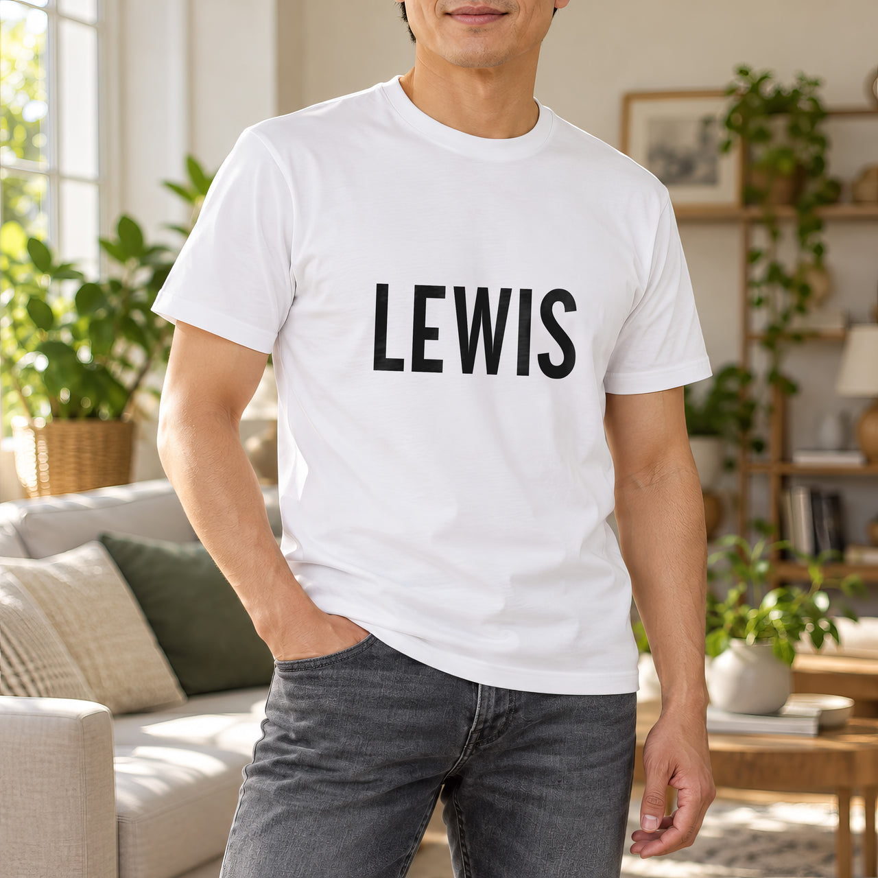 Personalised Personal Trainer Name Iron-On Transfer, shown on a white t-shirt