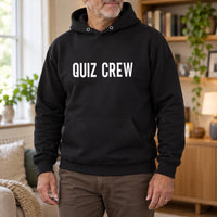 Personalised Pub Quiz Team Name Iron-On Transfer, shown on a black hoodie