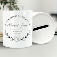 Thumbnail for Personalised Savings Jar - Engagement Fund - Bride & Groom - Elegant Design - DENMARY