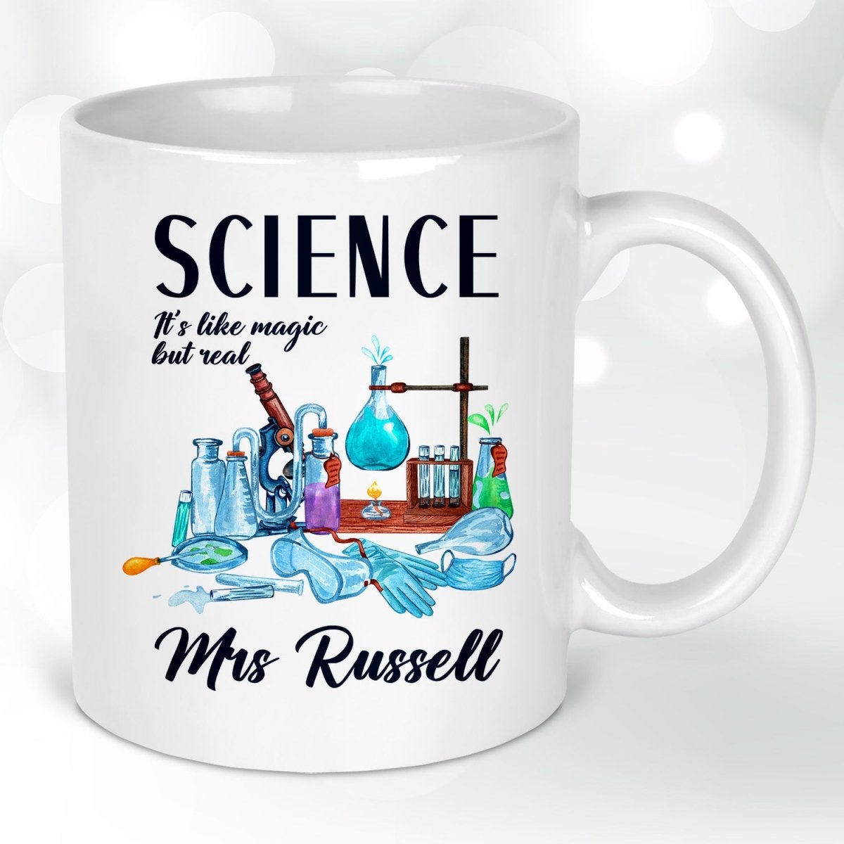 Personalised Science Teacher Mug - Thank You Gift - End of Term - Custom Tote - DENMARY