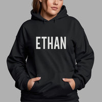 Personalised Swim Squad Name Iron-On Transfer shown on a hoodie