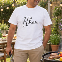 Personalised Team Bundle 5+ Names Iron-On Transfer, shown on a white t-shirt