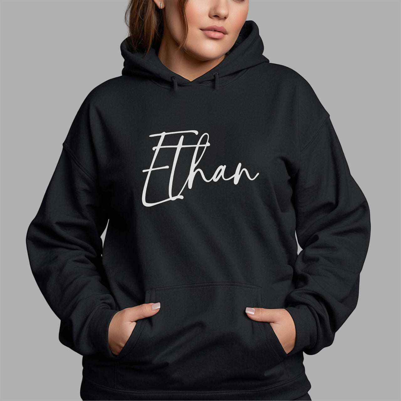 Personalised Team Bundle 5+ Names Iron-On Transfer shown on a hoodie