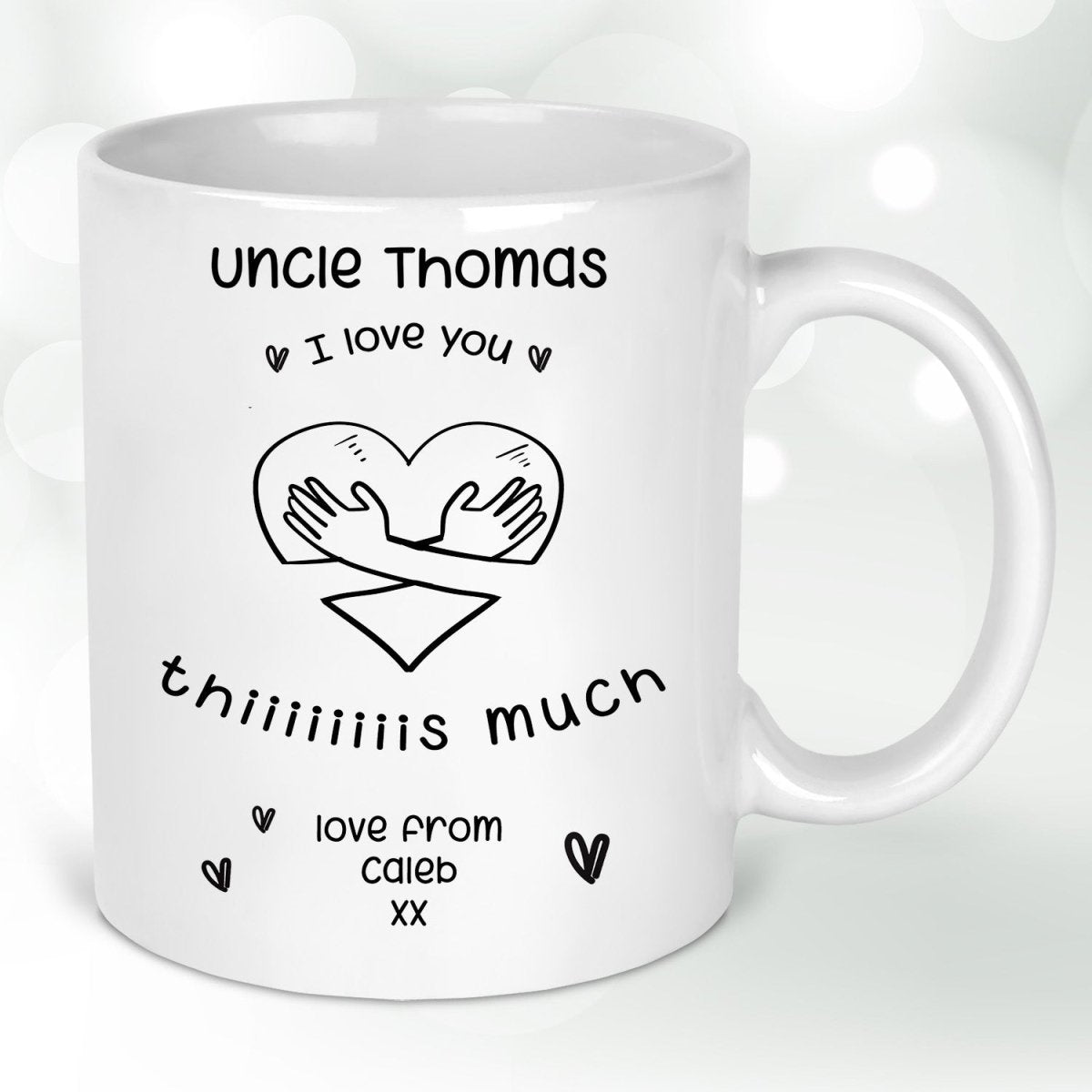 Personalised Uncle Mug - Love You Message - Colourful Enamel Interior - Optional Coaster & Travel Lid - DENMARY