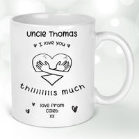 Thumbnail for Personalised Uncle Mug - Love You Message - Colourful Enamel Interior - Optional Coaster & Travel Lid - DENMARY