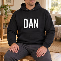 Personalised Window Cleaner Name Iron-On Transfer, shown on a black hoodie