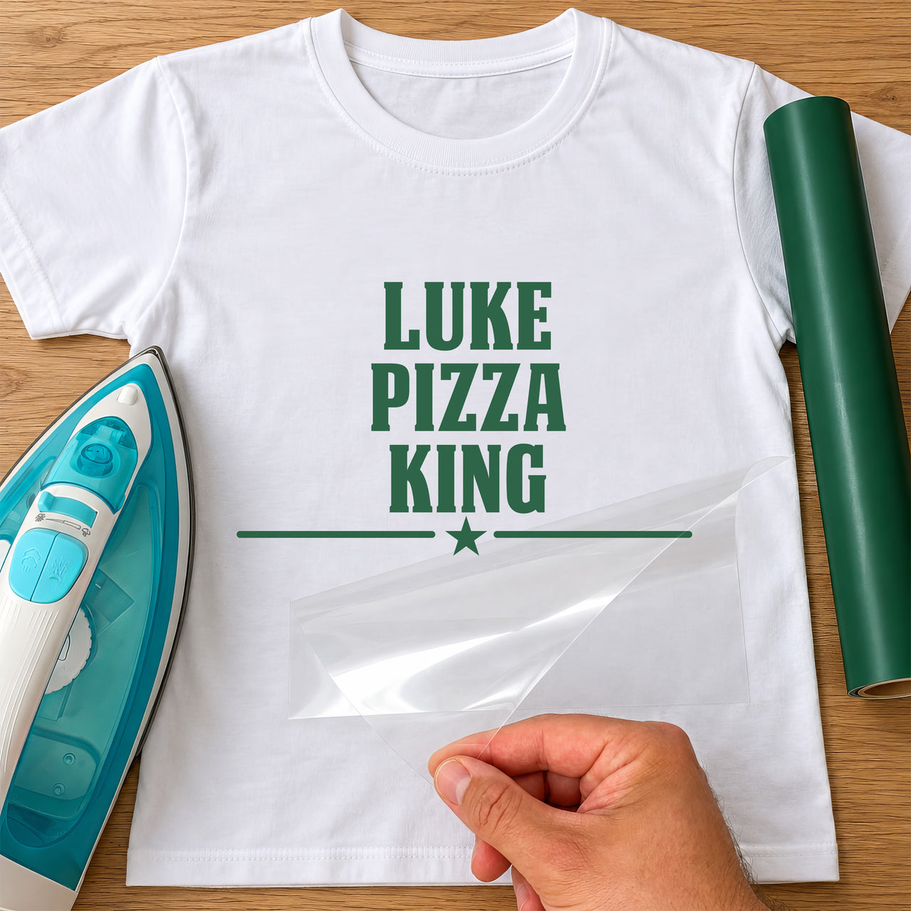Pizza King Pocket Iron-On Transfer - Personalised Name Badge Design
