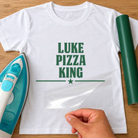 Pizza King Pocket Iron-On Transfer - Personalised Name Badge Design