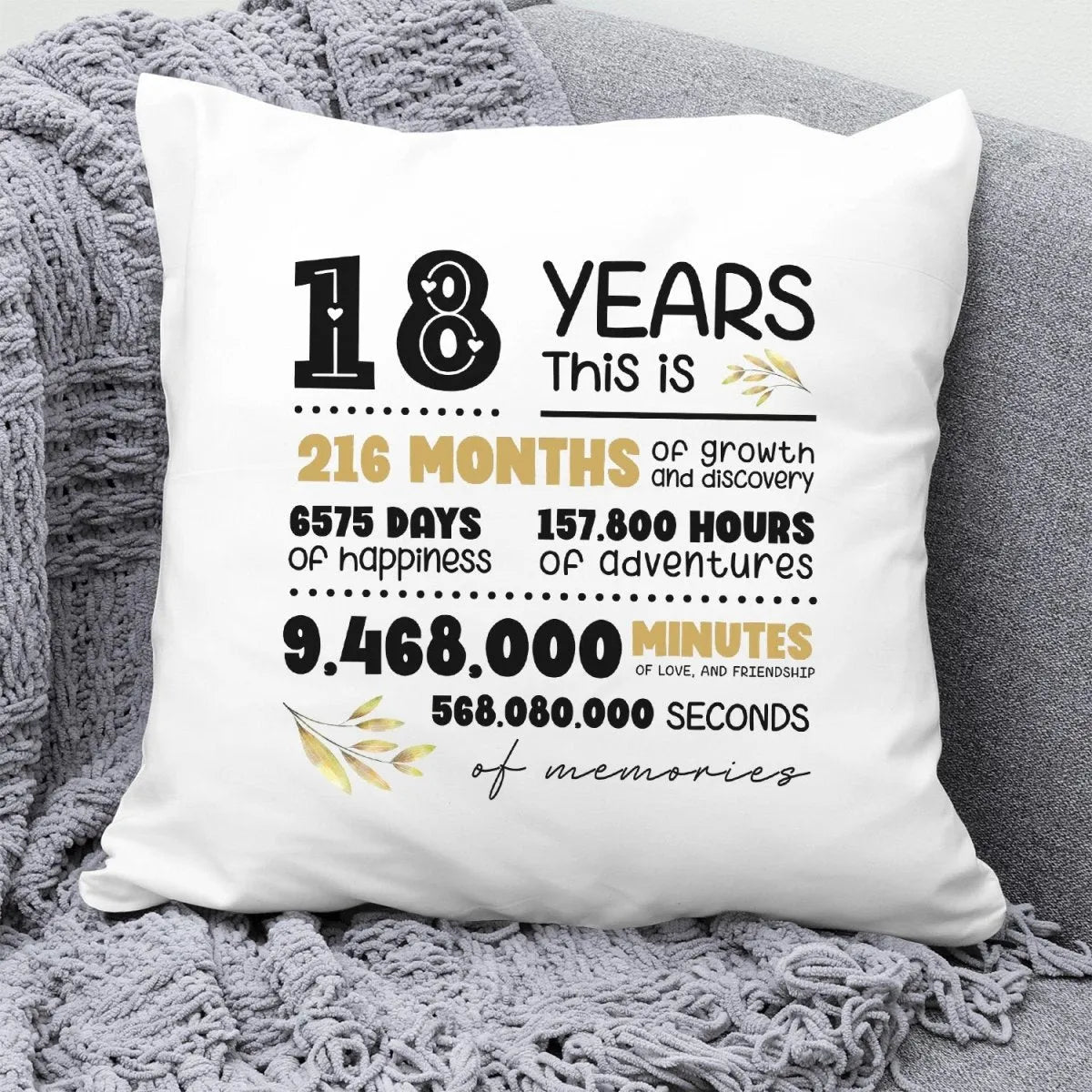 Porcelain Wedding Anniversary Cushion - 18 Years Together - Couples' Keepsake - DENMARY