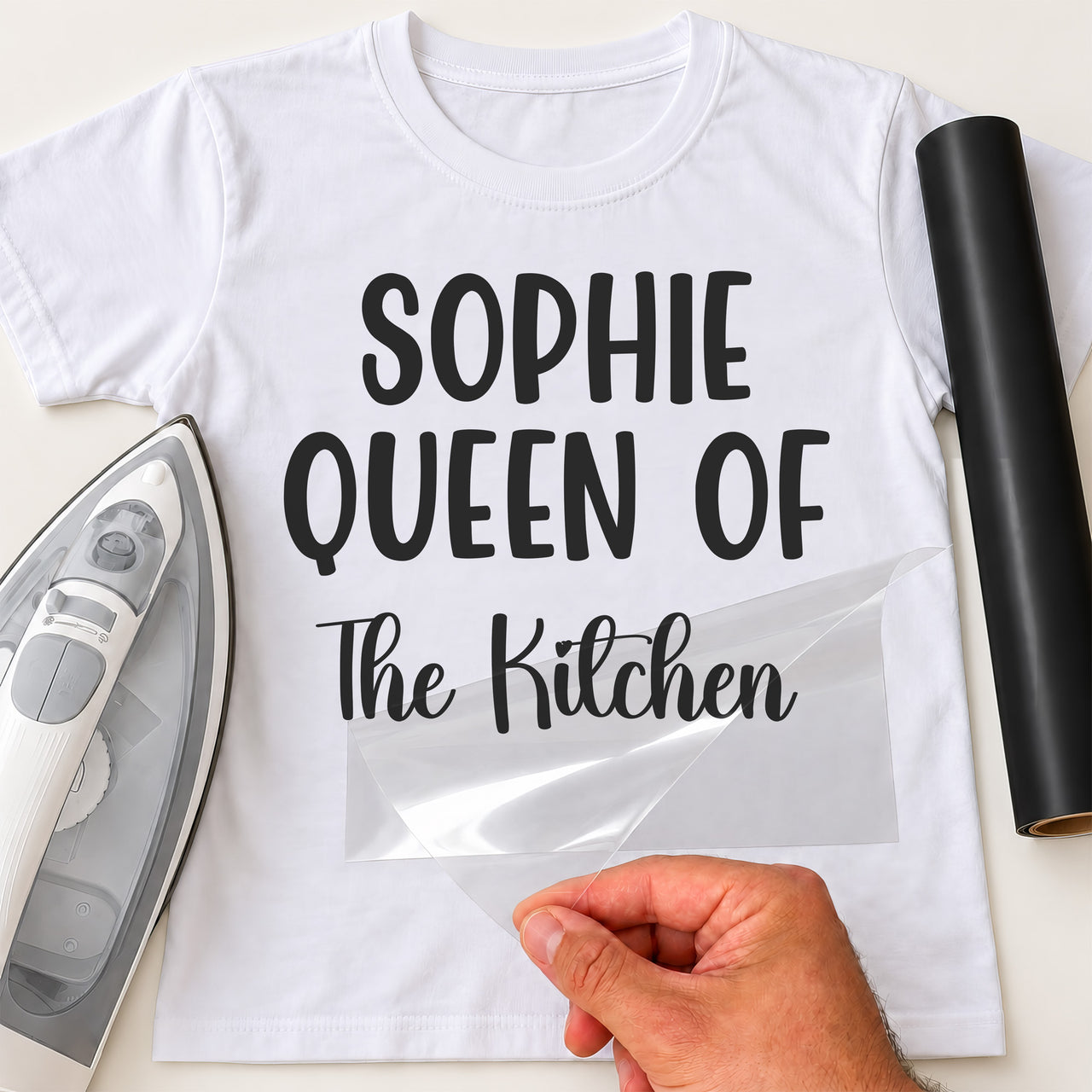 Queen Of The Kitchen Iron-On Transfer - Personalised Name & Crown Design