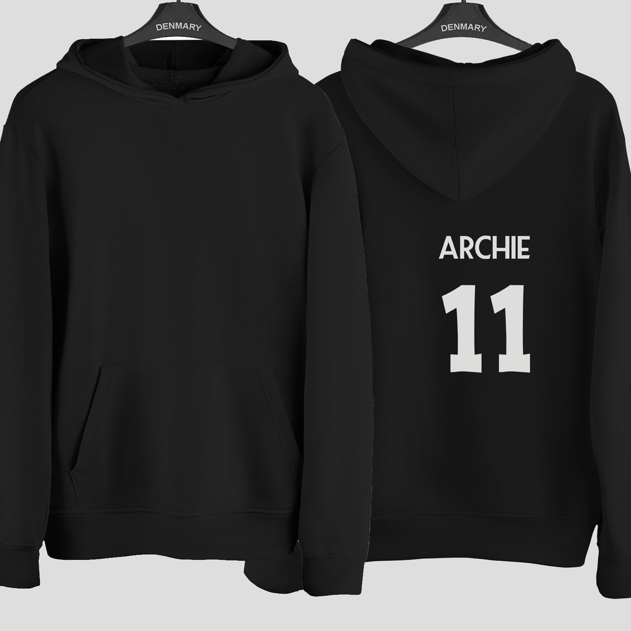 Running Club Vest Name Number Iron-On Transfer shown on a hoodie
