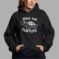 Save The Turtles Iron-On Transfer - Ocean Conservation Design shown on a hoodie