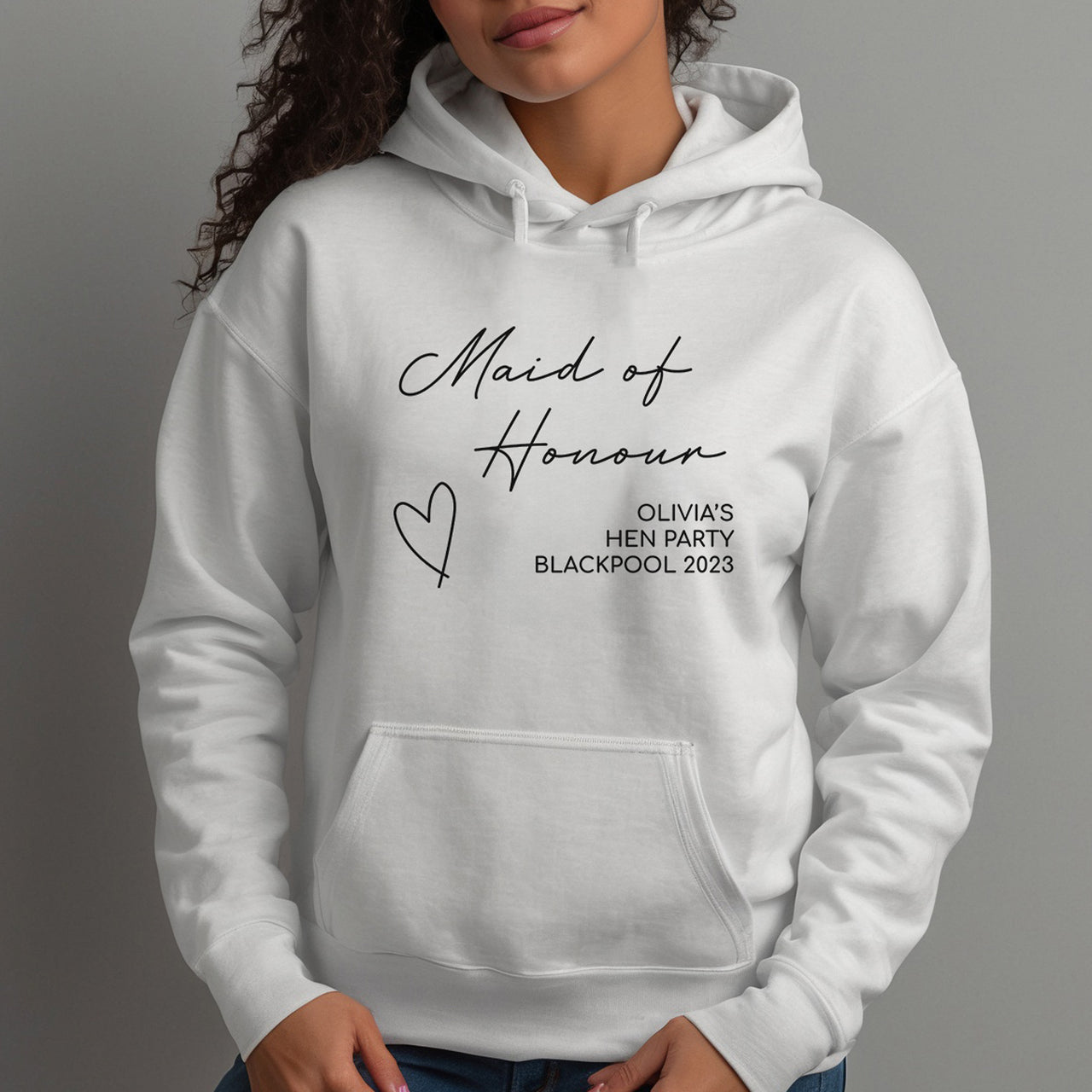 Wedding Party iron-on transfer shown on a hoodie