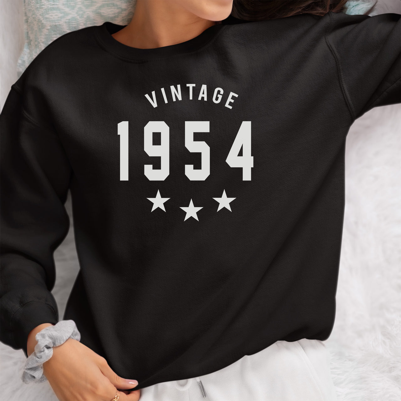 Vintage Year iron-on transfer shown on a hoodie