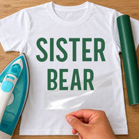 White T-shirt mockup with dark green bold 