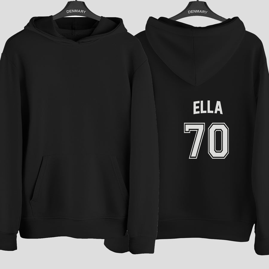 Squad Style Name & Number Iron-On Transfer - Personalised Birthday Jersey Print - photo of the finished product