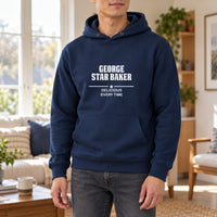 Star Baker Iron-On Transfer - Personalised Name Baking Design, shown on a navy hoodie