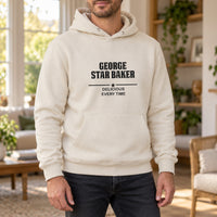 Star Baker Iron-On Transfer - Personalised Name Baking Design, shown on a natural hoodie