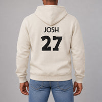 Sand hoodie with the Table Tennis Name and Number design printed on the back
