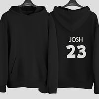 Table Tennis Shirt Name Number Iron-On Transfer shown on a hoodie