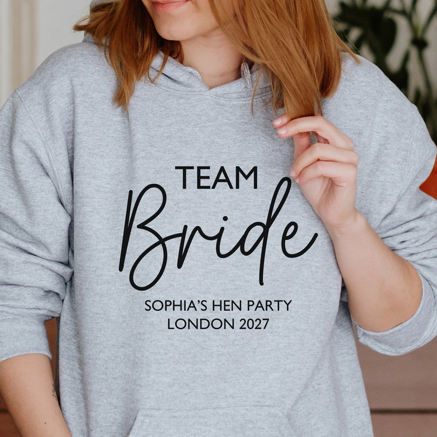 Team Bride Elegant Script Hen Party Iron-On Transfer - photo of the finished product