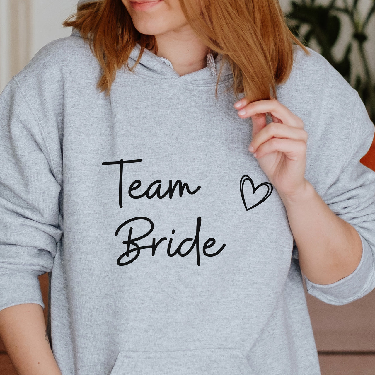 Team Bride Iron-On Transfer shown on a hoodie