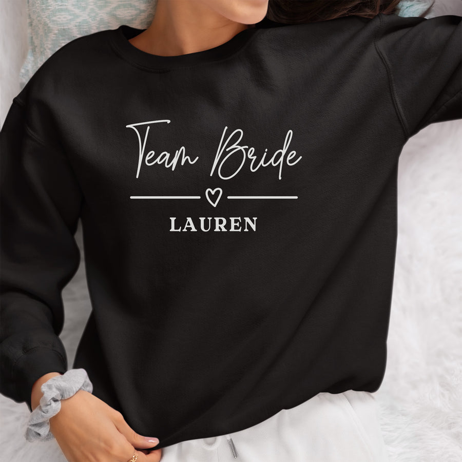 Team Bride Name Iron-On Transfer - photo of the finished product