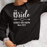 The Bride Hen Weekend Iron-On Transfer shown on a sweatshirt