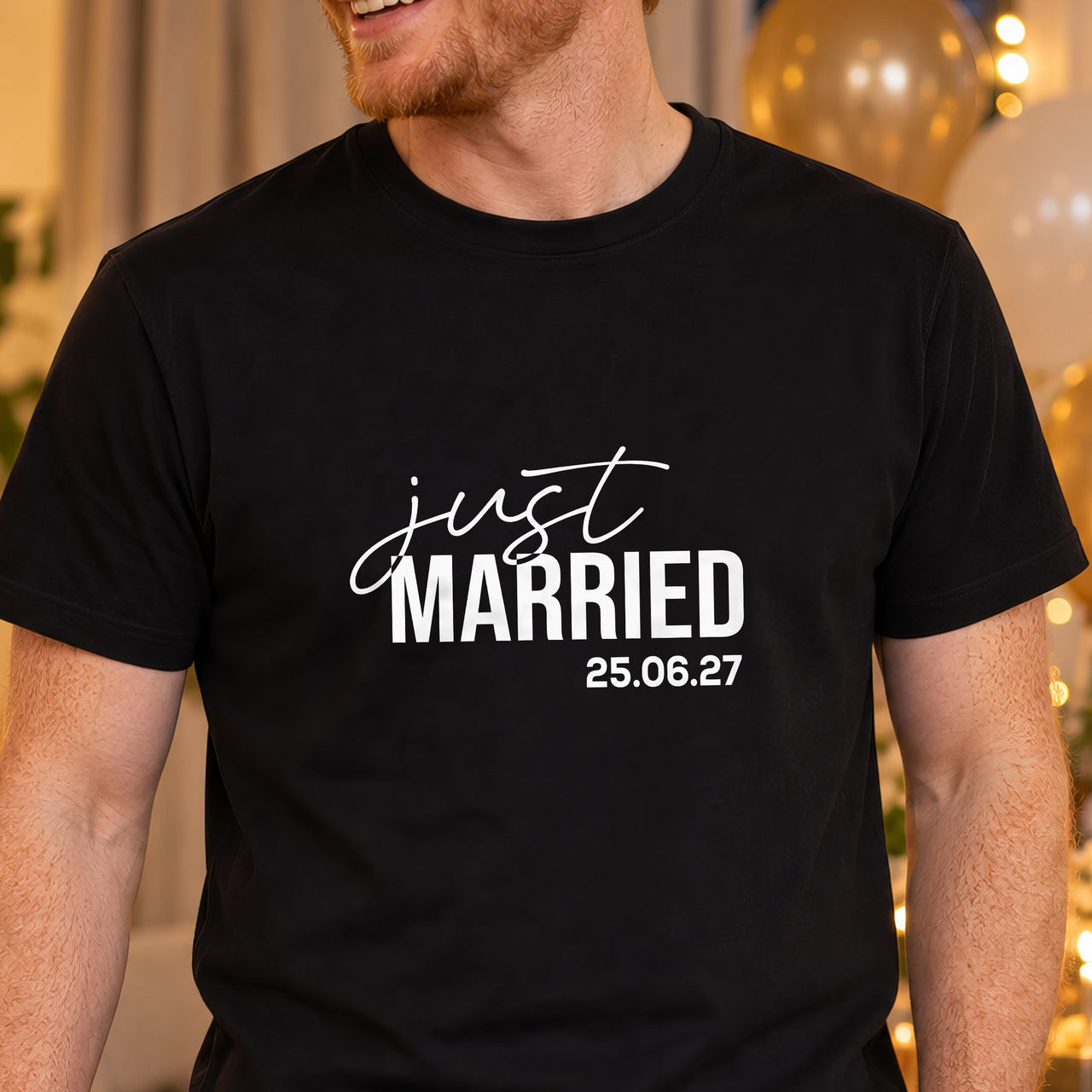 Just married on a black T-shirt