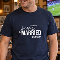 Just married on a navy T-shirt