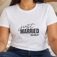 Just married on a white T-shirt