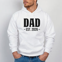 Dad Est. iron-on transfer shown on a hoodie