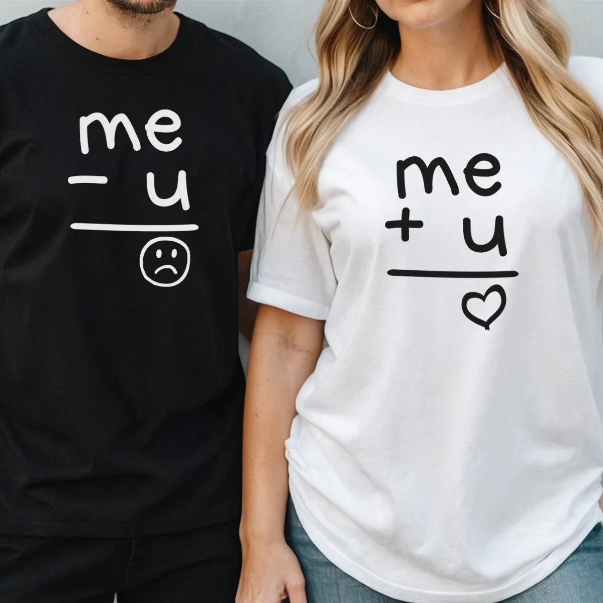 Valentine's Duo Tee Set - 'Me + U' Design - His & Hers - Romantic Gift - DENMARY