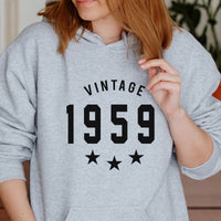 Vintage Year Iron-On Transfer | Nostalgic Gift HTV UK shown on a hoodie