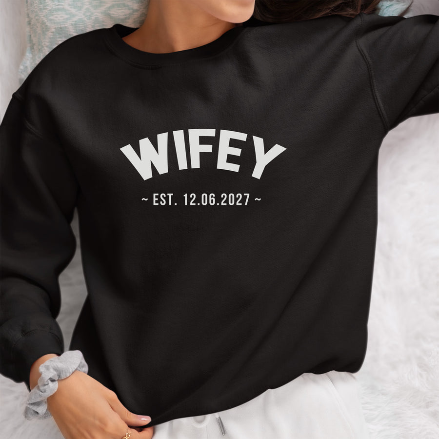 Wifey Established Date Iron-On Transfer - photo of the finished product