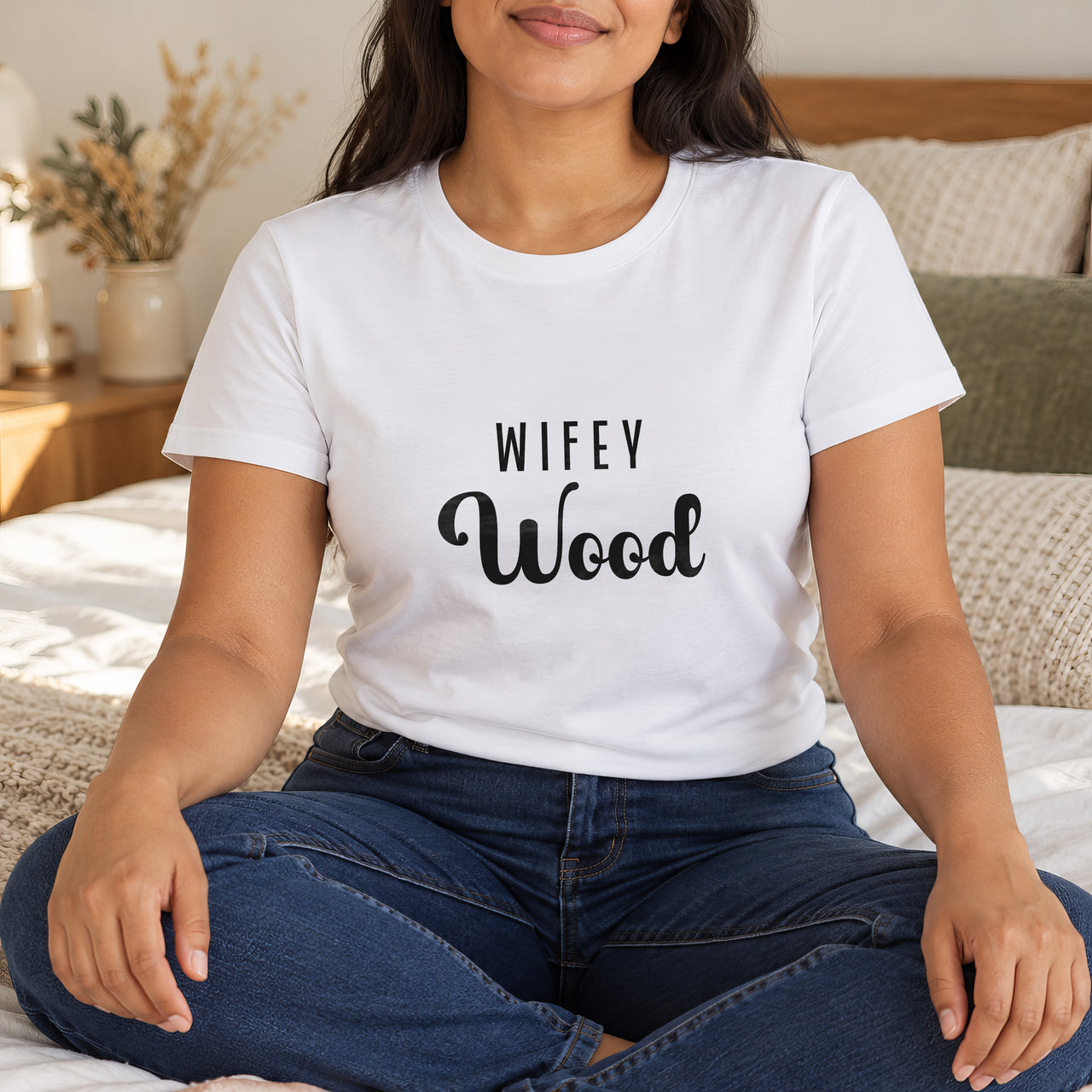 Wifey Surname Iron-On Transfer, shown on a white t-shirt