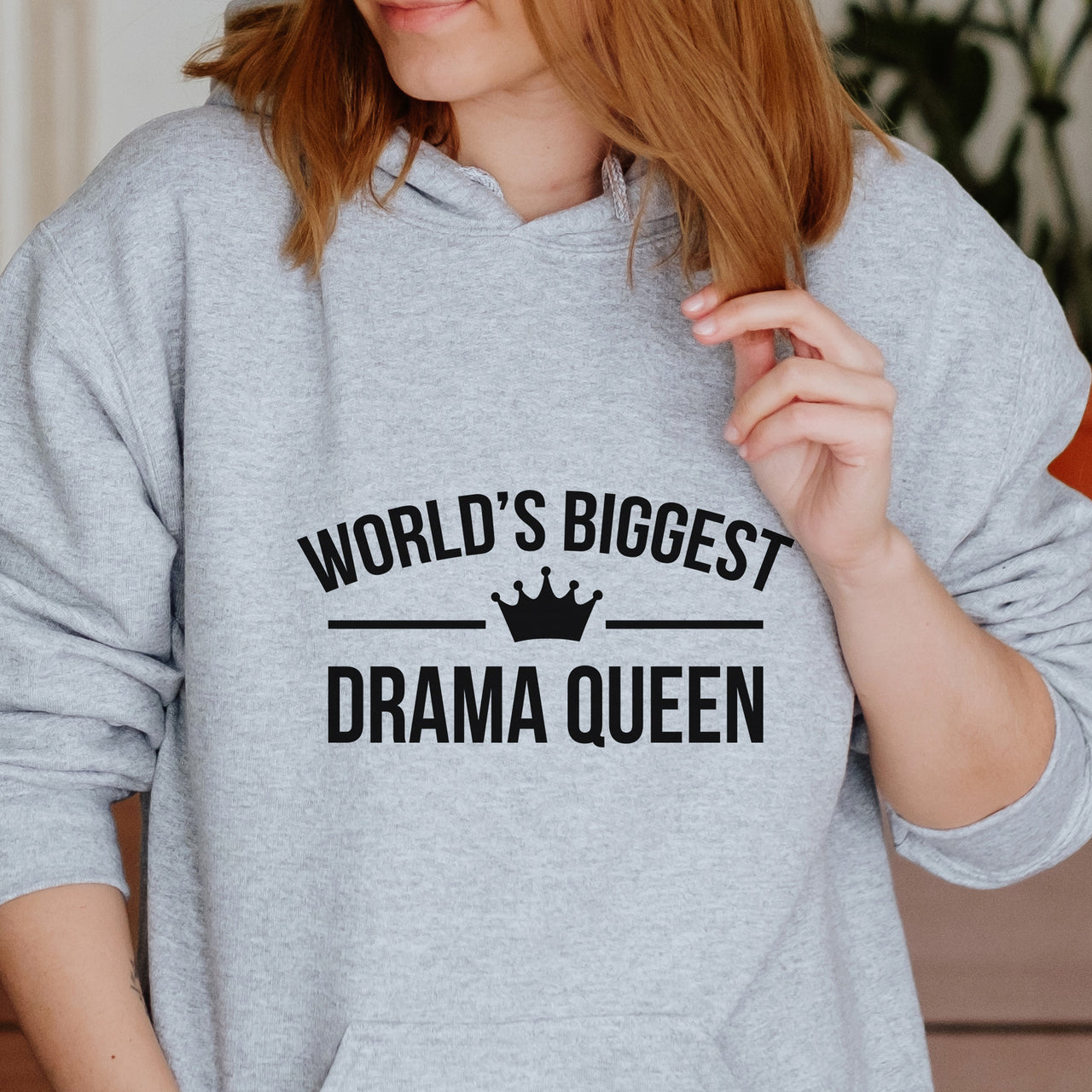 World's Biggest Drama Queen Iron-On Transfer shown on a hoodie